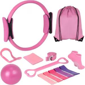 여성용 Qmint 13 PCS 필라테스 에센셜 키트 링 및 요가 볼 액세서리 홈 운동용 저항 밴드