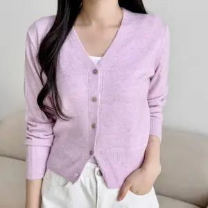 베이직 브이넥 여성 긴팔 데일리 캐시울 가디건