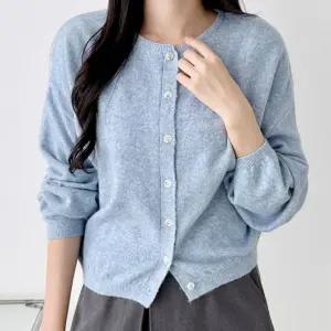 데일리 라운드넥 여성 긴팔 베이직 가디건 아우터
