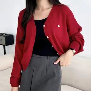 데일리 브이넥 여성 긴팔 베이직 가디건 아우터