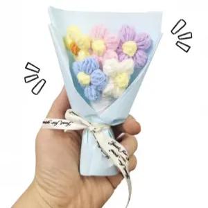 뜨개 꽃다발 조화 꽃 선물 부케 기념일 축하 졸업 축제 학예회 납골당 인테리어 장식 소품 핸드메이드