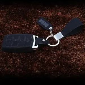 차키키링 4버튼 스웨이드 가죽 키홀더 G70 G80 G90 EQ900