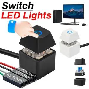 컴퓨터전원버튼 PC 본체 외부 파워 스위치 컴퓨터 데스크탑 2M 블루 LED 조명 메인보드 시작 전원 켜기끄기