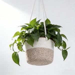 걸이형 화분 바구니7구멍이 뚫린 직조 질감의 농가 스타일 실내외 겸용 포함, 강한 하중 지지력