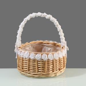 로맨틱 웨딩 부케 바구니 - 손으로 엮은 대나무 꽃 장식에도 이상적입니다.
