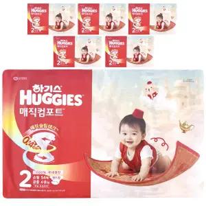 하기스 매직컴포트 밴드 기저귀 2단계 밴드형 소형 공용 54매 6팩