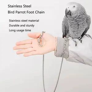 앵무새횟대 스틸 새 발 체인 앵무새 비행 방지 견인 로프 팔찌 합금 링 반려동물 훈련 가죽 끈