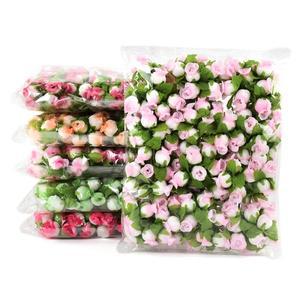 미니 인공 장미 꽃 부케 웨딩 장식 실크 가짜 DIY 선물 상자, 화환 액세서리, 정원 72 개, 144