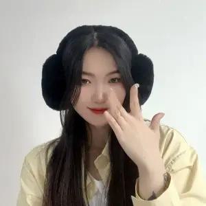 복실복실 마카롱 호빵 귀마개 블랙 남녀공용