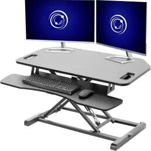 VIVO 초광각 38인치 코너 데스크 컨버터 K 시리즈 높이 조절식 스탠드 라이저 듀얼 모니터 및 넓은 키보드