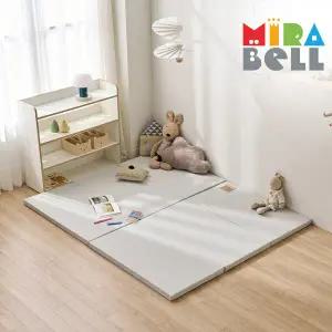 [미라벨] 카라 실리케어 아기유아 층간소음 놀이방 3단 항균형 폴더매트 85x138 그레이