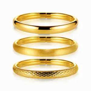 [한국금다이아몬드] 순금 팔찌 유광 무광 컷팅 뱅글 24K 37.5g 3종 택 1