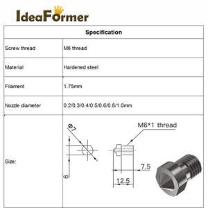 1/2pcs E3D V6 노즐 경화 강철 0.2/0.3/0.4/0.5/0.6/0.8/1.0MM 1.75mm 필라멘트 V5 핫 엔드 압출기 프린터