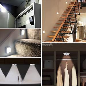 LED 야간 조명 스마트 모션 센서 배터리 USB 충전 작동 침대 옆 램프 거실 복도 통로 화장실 홈