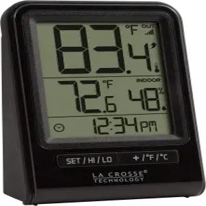 라크로스 테크놀로지 308-1409BT-CBP 무선 온도 및 습도 스테이션(시간 포함) 블랙