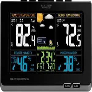 라크로스 테크놀로지 308-1414MB-INT 몰드 표시기가 있는 무선 컬러 기상 관측소 블랙