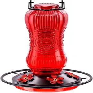 야외 행잉을 위한 25온스 벌새 모이통 개미 해자 및 5개의 먹이 포트가 있는 빈티지 스타일 유리