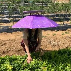 머리에 쓰는 우산 모자 대형 접이식 2단 퍼플