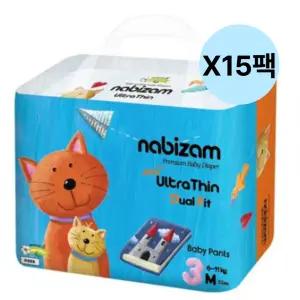 나비잠 썸머팬티 기저귀 울트라씬 듀얼핏 중형 15팩