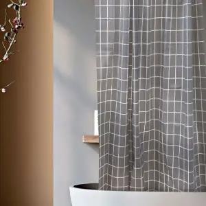 샤워커튼 대형 그레이 체크 디자인 욕실 가림막