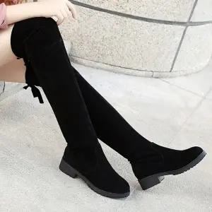 니하이 백 리본 여성 스웨이드 롱부츠 LK-R96T