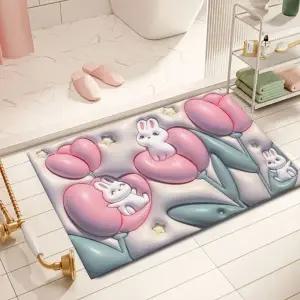 ( )주방 욕실매트 순간흡수 규조토 착시 발매트 토끼
