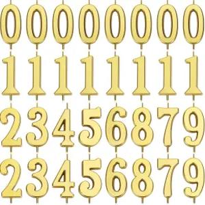 XIHIRCD 32개 생일 번호 양초 각 금 아래 홀더가 있는 케이크용 09개 및 기념일 축하 장식용 유니버설