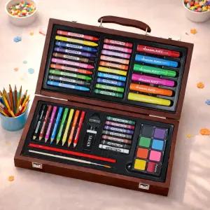 어린이 인기 선물 드림아트 55종 우드케이스 미술세트 색칠놀이 집에서 놀만한것 물감 색연필 크레파스 학용품 크레용