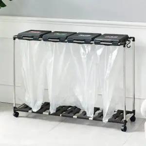 재활용 분리수거함 4단/대용량 스탠드 쓰레기통 배출