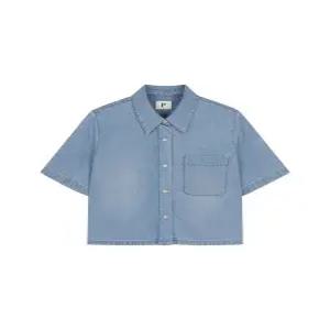 여성) 데님 크롭 반팔 셔켓_PHF2WC2149