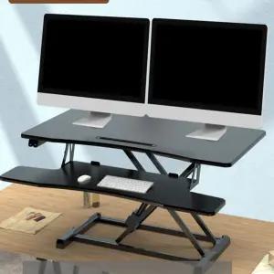 듀얼 전동 자동 높낮이조절 컴퓨터 받침대 스탠딩 움직이는 높은 높이조절 모니터 선반 테이블 책상 데스크