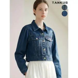 [하프클럽/]여성 퍼프소매 크롭 데님 자켓