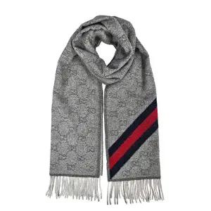 [구찌] 울 머플러 목도리 570603 3G200 1768 웹로고 그레이