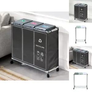 재활용 분리수거함 3단 커버세트/가정용/분리/수거함/수거/쓰레기/봉투/거치대/분리수거대/분리수거통