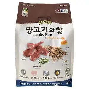 도그랑 훼미리 양고기와 쌀 시니어 7세이상 노령견 강아지사료 2kg