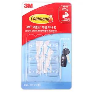 코맨드 투명 미니 훅/접착/훅크/후크/벽걸이/벽지/조리/열쇠/행주/무타공/부착/행거/대야/고정/다용도