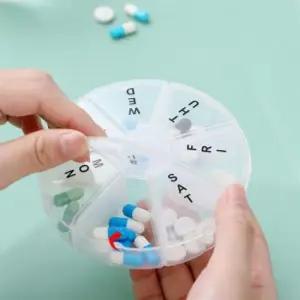 PH 휴대용 대형 원형 7칸 약통 CX009 2개/휴대용약케이스/휴대용알약케이스/일주일약통/요일별약통/휴대알