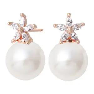 펜타스 14K 골드필드 핀 큐빅 꽃 진주 결혼식 혼주 스터드 귀걸이
