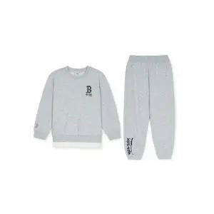 [MLB]M MLB키즈트레이닝세트 GQC 7AS2V0551-43MGL 스트릿 로고 레이어드 맨투맨 세트 보스턴 레드삭스