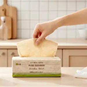 무표백 순수 대나무 키친타월 100매 9팩