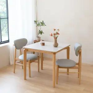 [헤닝] 밀키오2 세라믹식탁 세트 2인용 원목 식탁 800 의자2