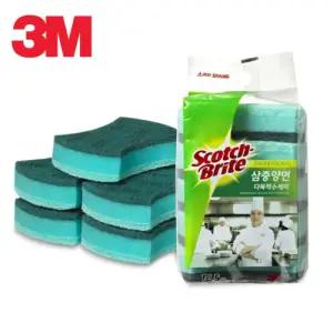 3M 3중 양면 수세미 5개입주방클리너 쑤세미 설겆이 거지 청소용품 걷이