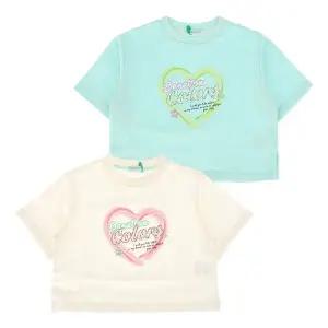 [베네통키즈](의정부점)QATS17631-썸머5부크롭티셔츠