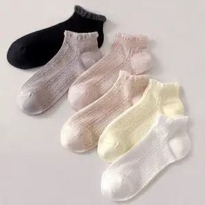 여성용 레이스 프릴 발목 양말 6종 세트 패션 디자인 캐주얼