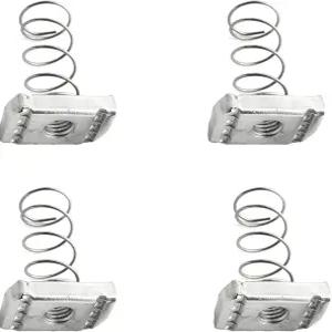 Heyous 4pcs M12 x 8mm 스테인리스 스틸 스프링 채널 너트 실버