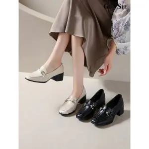 [하프클럽/고앤씨]여성 봄 헤나 뱀피 키높이 로퍼 정장 구두 힐 4.5cm