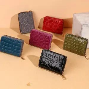 PU 악어가죽 명함 카드 동전 지갑