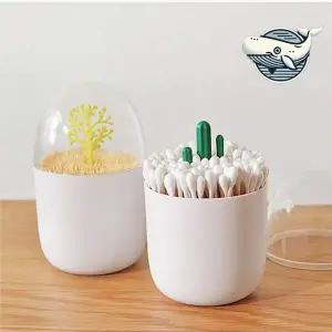 [골드스마일]깔끔한 수납 화이트 면봉 케이스 뷰티 용품