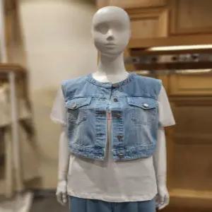 [플라스틱아일랜드] 플라스틱아일랜드 라운드숏데님베스트 PR2DV481