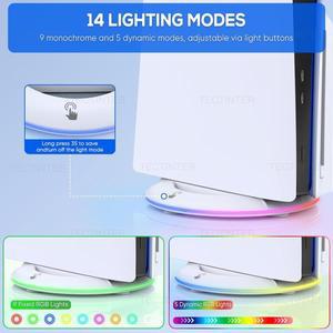 수직 냉각 스탠드 RGB 조명 포함 PS5 슬림 프로 콘솔용 미끄럼 방지 베이스 브래킷 거치대 게임 호환 액세